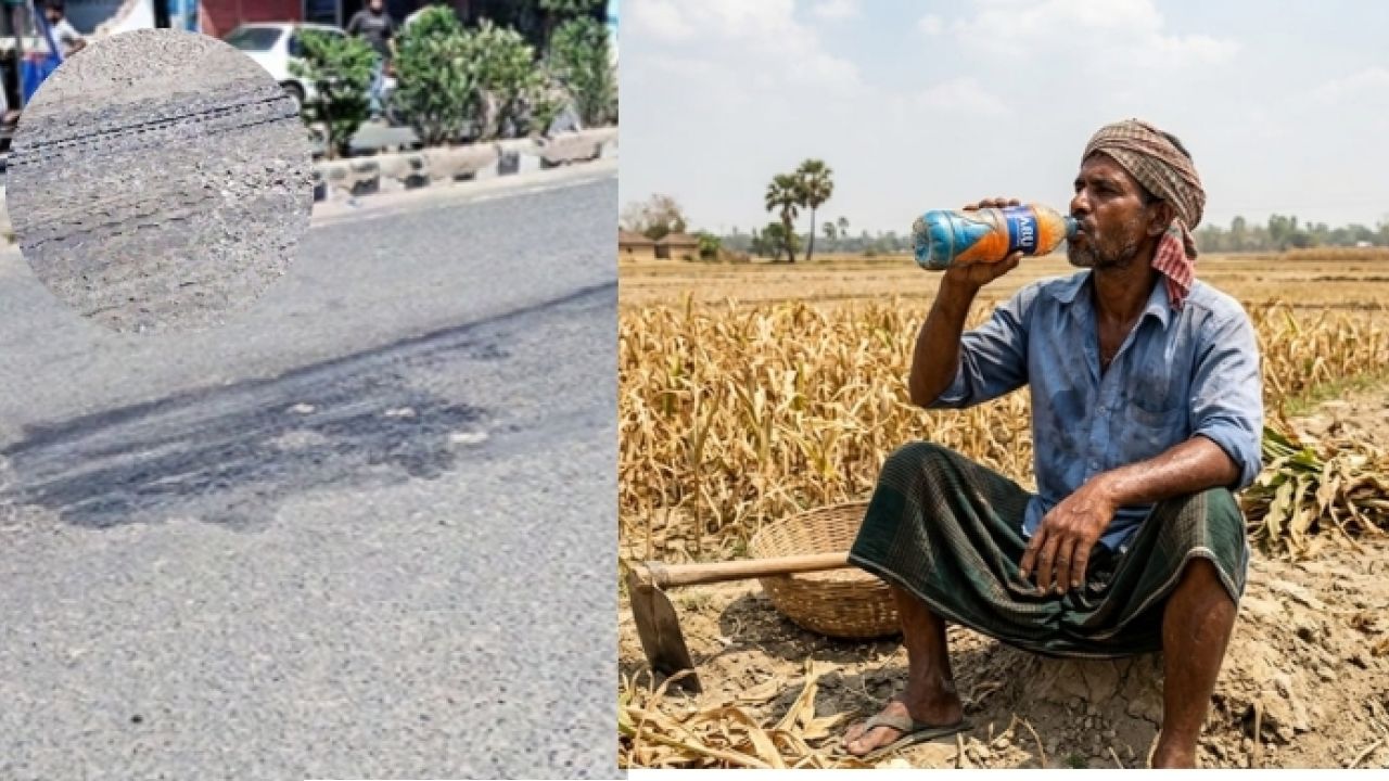 তীব্র গরমে গলছে সড়ক, চুয়াডাঙ্গায় বিপর্যস্ত জনজীবন